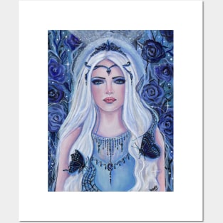 Goddess with roses and butterflies by Renee Lavoie Posters and Art